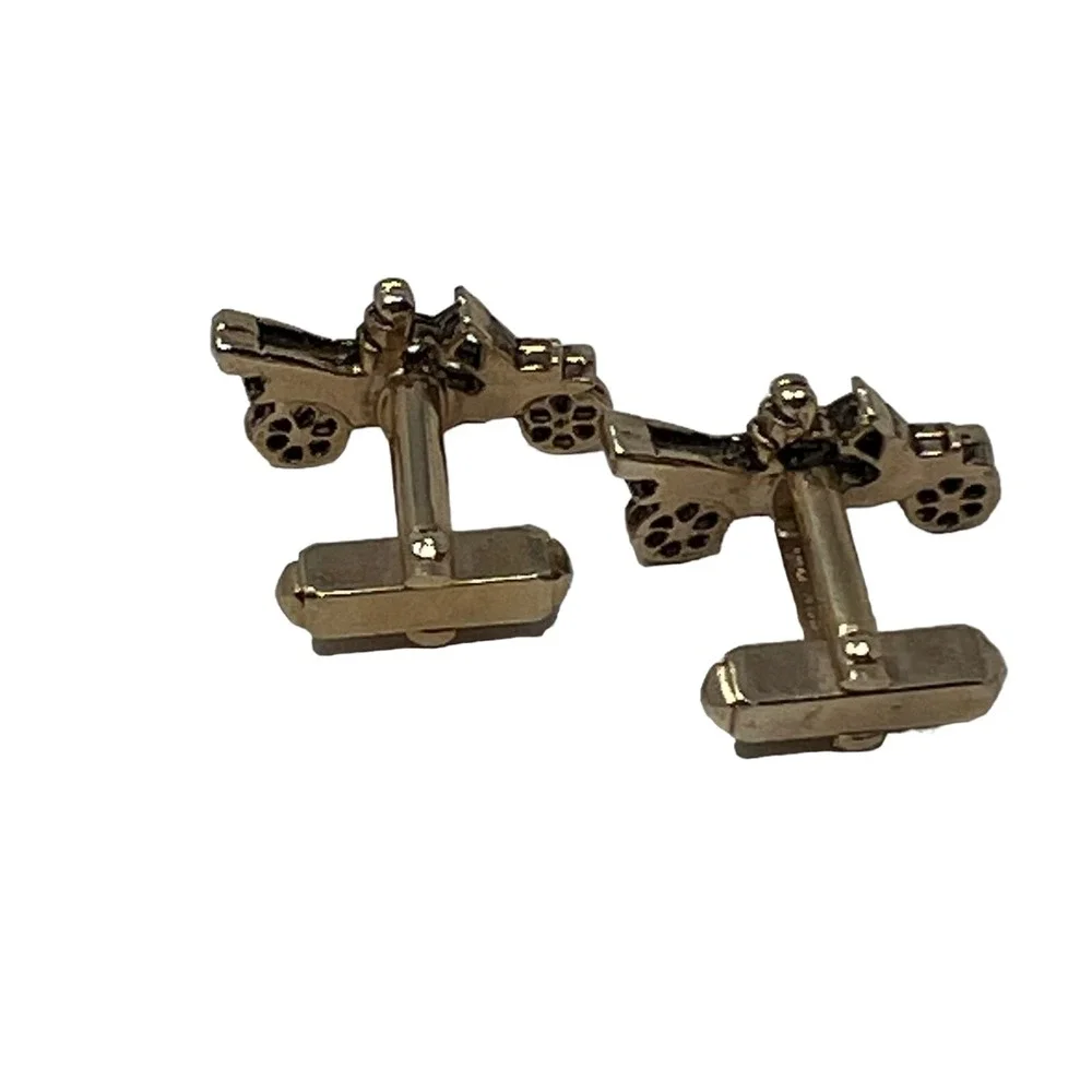 Vintage Mens Antique Car Cuff Links Gold‎ Tone